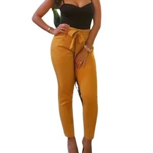 High Waisted Paperbag Ankle Pant
